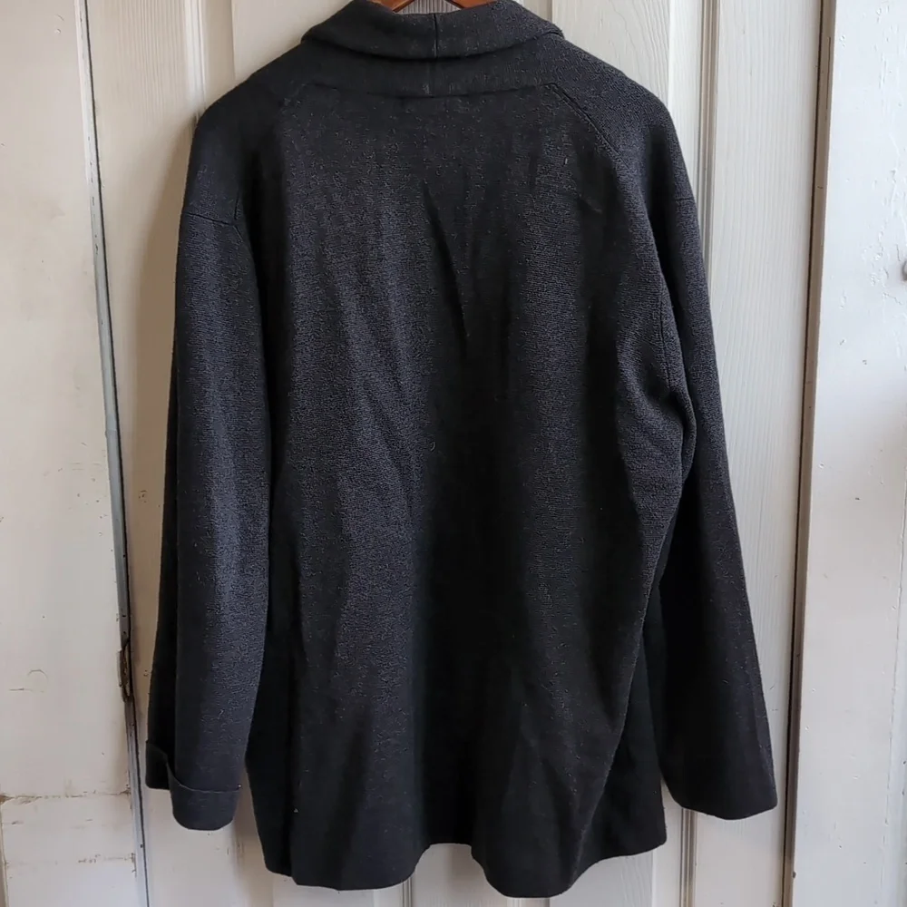 J Crew Dark Grey Merino Wool Cotton Blend Heavy Open Front Cardigan Size XL